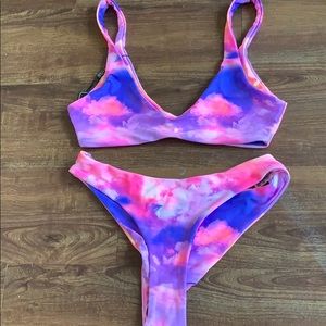 Colorful Cloud Bralette High Leg Tank Bikini